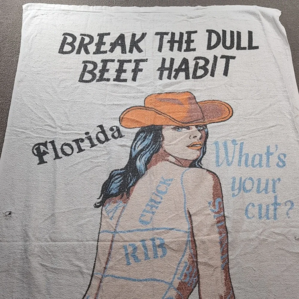 1970's Sherry Break‎ Dull Beef Habit Florida Cattle Queen Man Cave Beach Towel